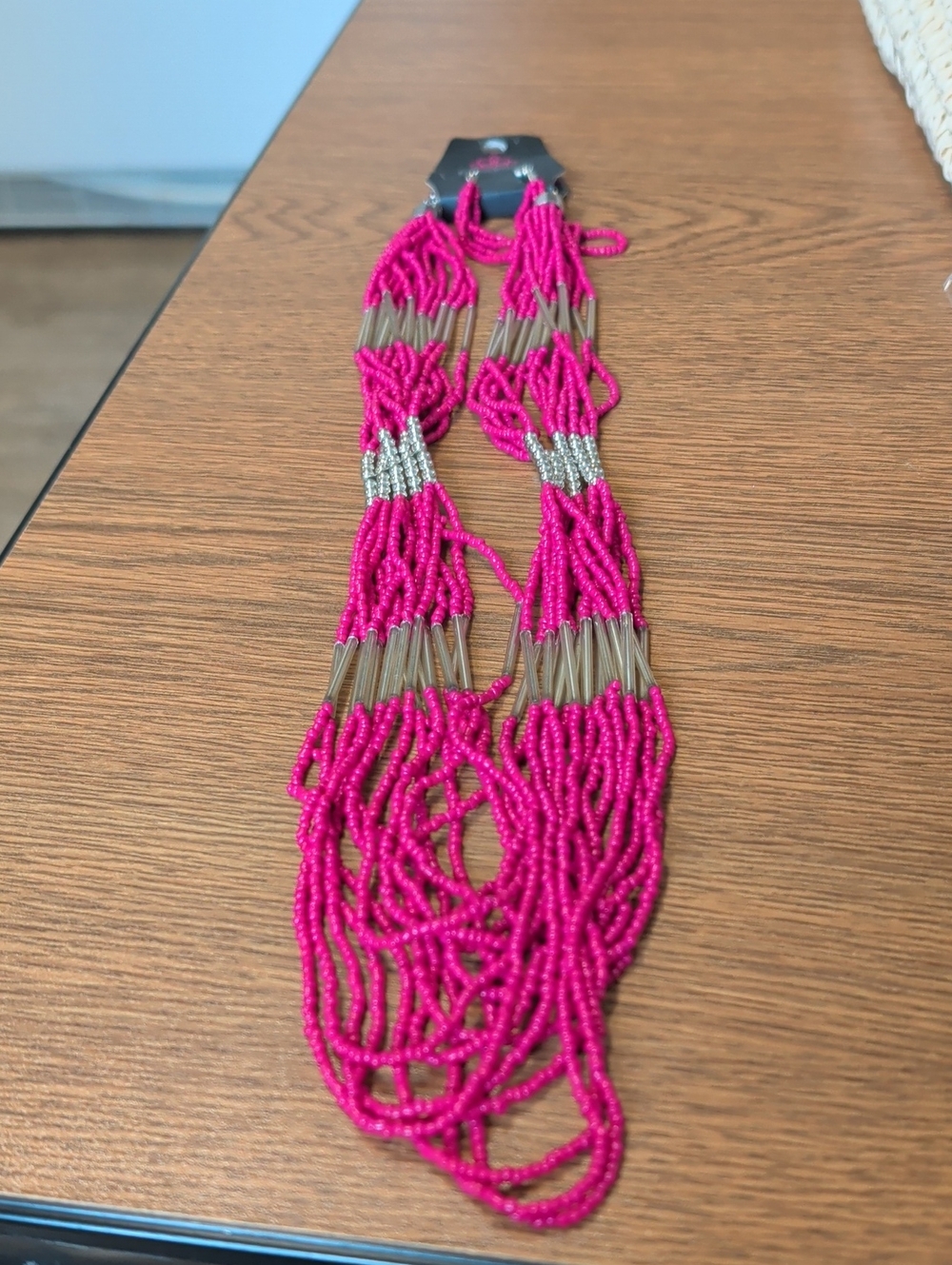 Women’s Fuchsia Beaded Multi-Strand Necklace